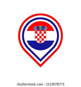 croatia flag map pin icon. isolated on white background