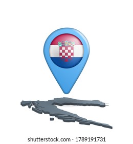 Croatia flag map pin on white