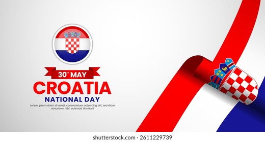 Croatia flag for national independence day banner background with blank space area