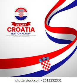 Croatia flag for national independence day square banner background with realistic flag