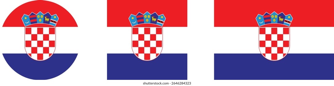 Bandeira da Croácia - Bandeira nacional e oficial da Croácia com brasão de armas