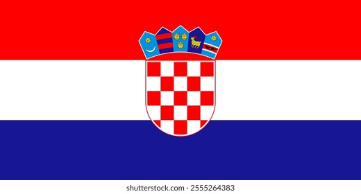 Croatia flag in official colors, dimensions and aspect ratio. Vector flag symbolizing national pride, identity, heritage, patriotism and authority