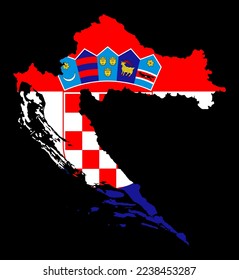Croatia  flag on map on transparent  background