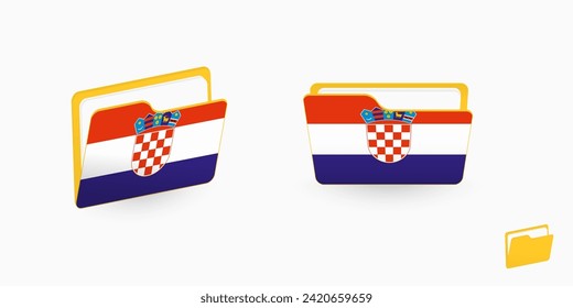 Marca Croacia en dos tipos de icono de carpeta. Ilustración vectorial.