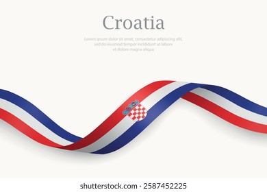 Croatia flag on Waving ribbon. Template for independence day