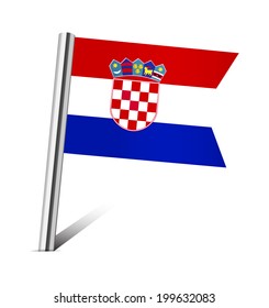 Croatia flag pin on white