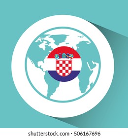croatia flag pin world map icon design vector illustration