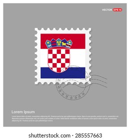 Croatia Flag Postage Stamp on white background. Vector illustration.
