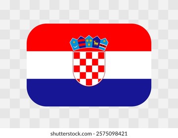 Croatia flag - rounded rectangle colorful flag representing a country cultural identity and heritage. The essence of national pride and unity. Vector flag on transparent background.