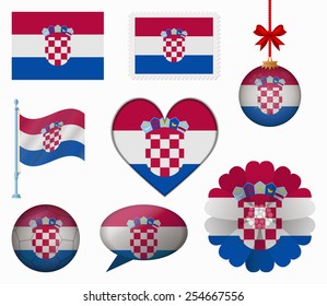 Croatia flag set of 8 items vector