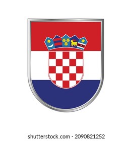 Croatia flag with silver frame vector design