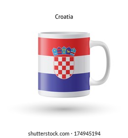 Croatia flag souvenir mug isolated on white background. Vector illustration.