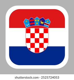 Croatia flag square flat vector with rounded corners and white border, vector illustration