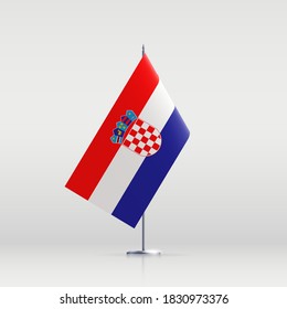 Croatia flag state symbol isolated on background national banner. Greeting card National Independence Day of the Republic of Croatia. Illustration banner with realistic state flag.