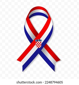 Croatia flag stripe ribbon vector illustration on a transparent background vector image (PNG).