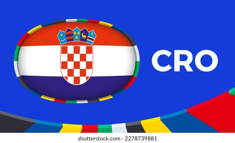 Croatia flag stylized for European football tournament qualification. Flag on vector background.