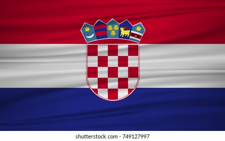 croatia flag vector. Vector flag of croatia blowig in the wind. EPS 10.