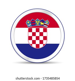 Croatia Flag Vector In Button Design. Eps 10 Vector Illustration.