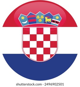 Croatia flag vector icon. Glossy round icon with flag of the Croatia on white background
