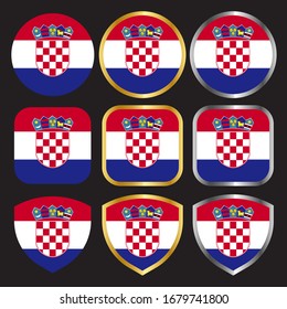 Kroatische Flagge Vektorsymbol mit Golden-Silber-Grenze