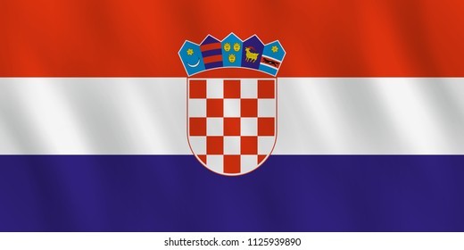 Croatia flag with waving effect, official proportion.