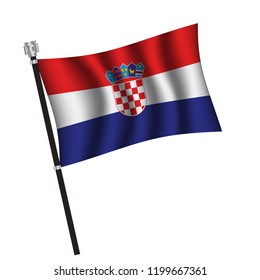 Croatia flag , flag of Croatia waving on flag pole, vector illustration EPS 10.