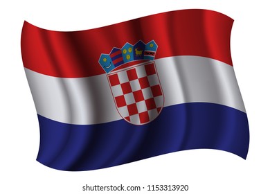 Croatia flag waving with the wind, 3D vector illustration.