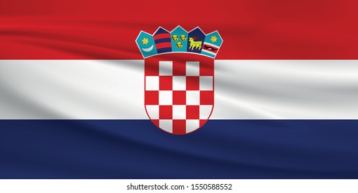 Croatia flag waving with wind effect