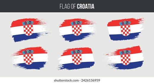Croatia flags brush stroke grunge vector illustration flag of croatia isolated on white