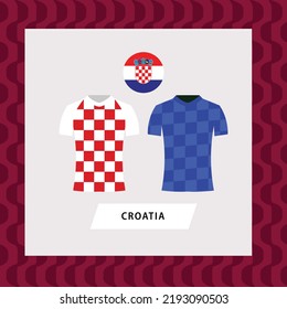 Croatia football national team uniform flat illustration with the round national flag. European country football team. 