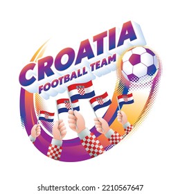 Croatia Football Team Masthead Logo with National Flag of Croatia
