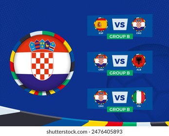 Croatia Football Team Match Schedule in Group Stage. Vector template.