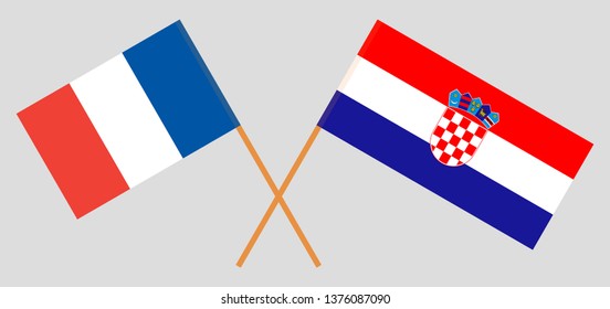 Croatia and France. The Croatian and  French flags. Official colors. Correct proportion. Vector illustration
