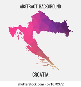 Croatia in geometric polygonal style.Abstract tessellation,modern design background. Vector illustration 