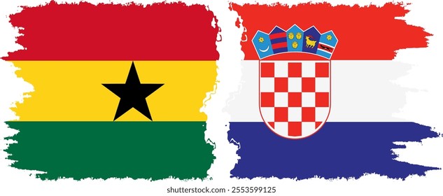 Croatia and Ghana grunge flags connection, vector