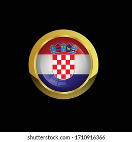 croatia golden button.Conceptual vector illustration in flat style design.Isolated on background.