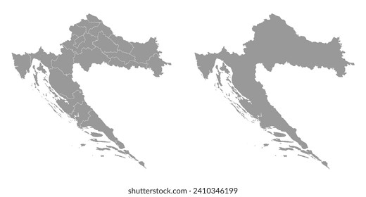 Croatia gray map with counties. Vector illustration.