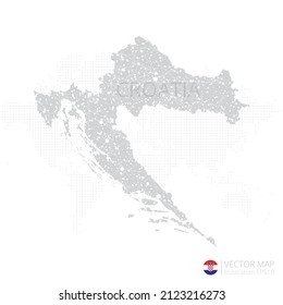 Croatia grey map isolated on white background with abstract mesh line and point scales. Vector illustration eps 10