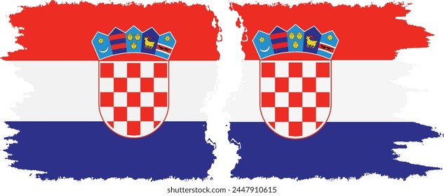 Croatia and Croatia grunge flags connection, vector