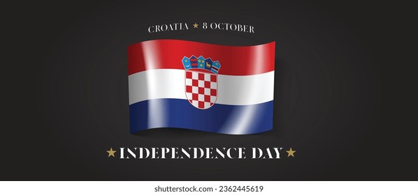 Croatia happy independence day greeting card, banner with template text vector illustration. Croatian memorial holiday 8th of October design element with flag with stripes