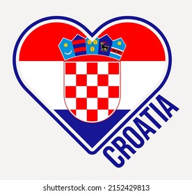 Croatia heart flag badge. Made with Love from Croatia logo. Flag of the country heart shape. Vector illustration.