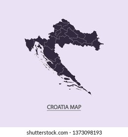 Croatia - High detailed map violet outline map with caption on violet background.Abstract design vector illustration eps 10.