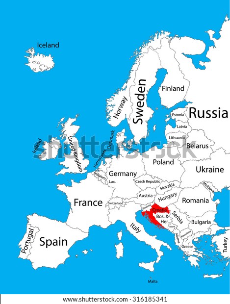 Croatia High Detailed Vector Map Europe Stock Vector Royalty Free