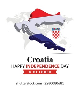 Croatia Independence Day, 3d rendering Croatia Independence Day illustration with 3d map and flag colors theme