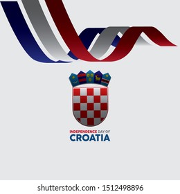 Croatia Independence Day. 8 October. Waving flag. Vector illustration.