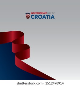 Croatia Independence Day. 8 October. Waving flag. Vector illustration.