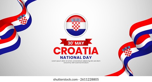 Croatia independence day banner background 30th of May design element with realistic waving flag