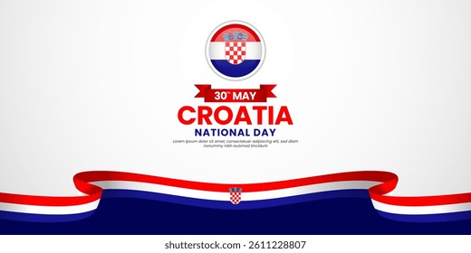 Croatia independence day banner background 30th of May design element with realistic waving flag