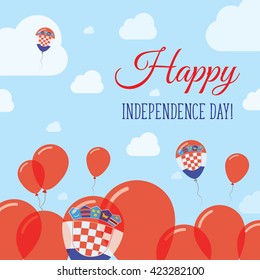 Croatia Independence Day Flat Patriotic Design. Croatian Flag Balloons. Happy National Day Croatia Vector Patriotic Design. Celebration Balloons Patriotic Design.