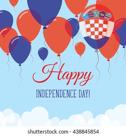 Croatia Independence Day Flat Patriotic Card. Happy National Day Croatia Vector Patriotic card. Flying Rubber Balloons in Colors of the Croatian Flag.